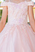 Girls Multi Color Bliss Mini Quince Off-Shoulder Tail Pageant Dress 2-16